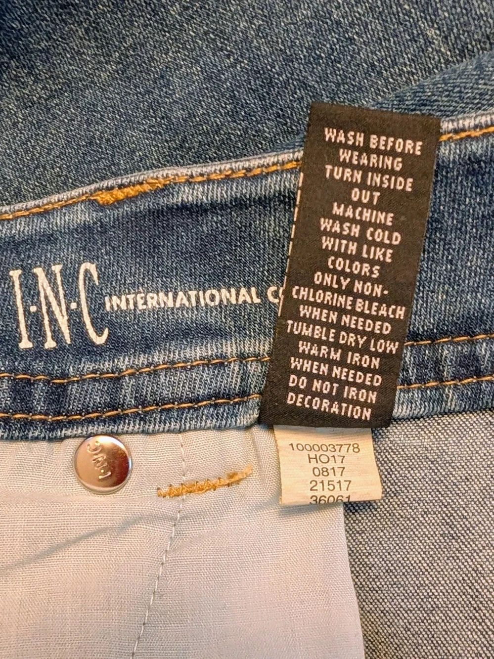 INC 2017 Gold Floral Embroidered Skinny Comfort Jeans Size 12 Pre-owned & Unused